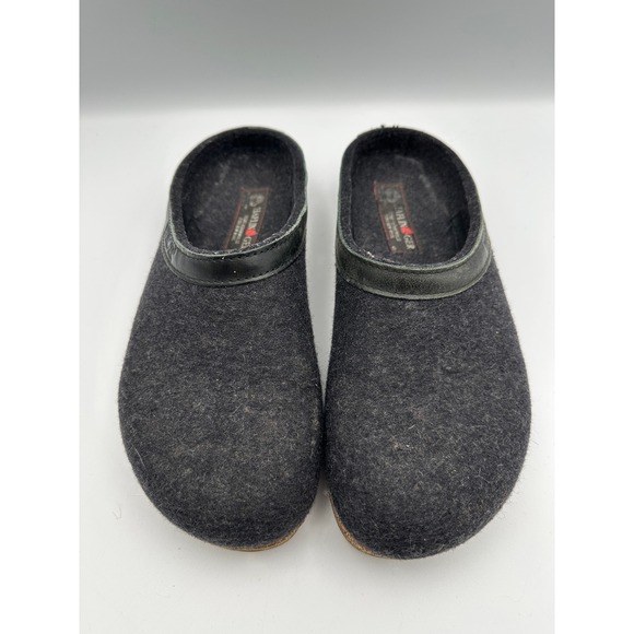 Haflinger Grizzly Wool Clogs Charcoal Grey Cork Sole Leather Shoes W9 M7 EU 40 - Picture 3 of 11